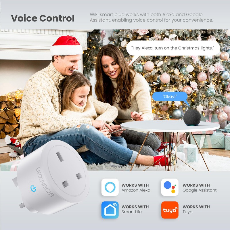 UPXNBOR Smart Plug WiFi, Works with Alexa & Google Home,