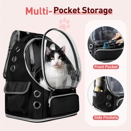 pawstrip Cat Backpack Carrier Transparent Pet Travel Carrier Airline Approved Bubble Backpack for Cats & Small Dogs, Breathable & Foldable for Hiking Outdoor Use
