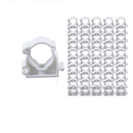50Pcs 16mm / 0.63" Pipe Clamps Fix Support PVC Water Pipe Clamp Clips Gas Hose Pipe Fixed Clips Threading Pipe Tubing Clips Plastic Pipe Clamp Fixed Buckle, White