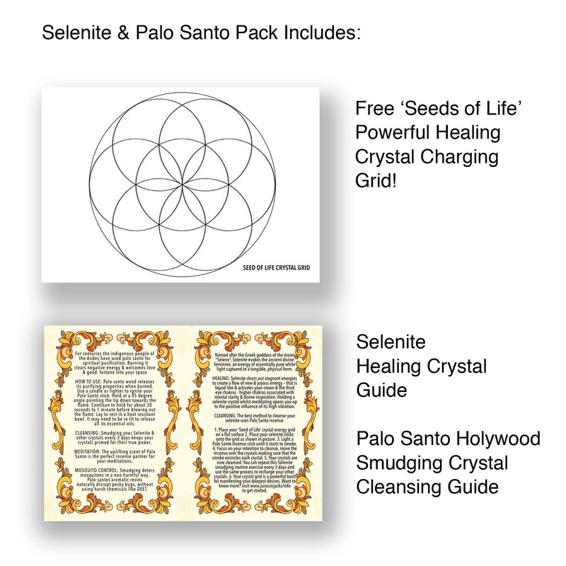 Selenite Crystal Wands & Palo Santo Incense Wood Beginners Cleansing