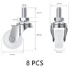 8 PCS Swivel Stem Casters,M8 White 30mm(1.25 inch) Castor Wheels