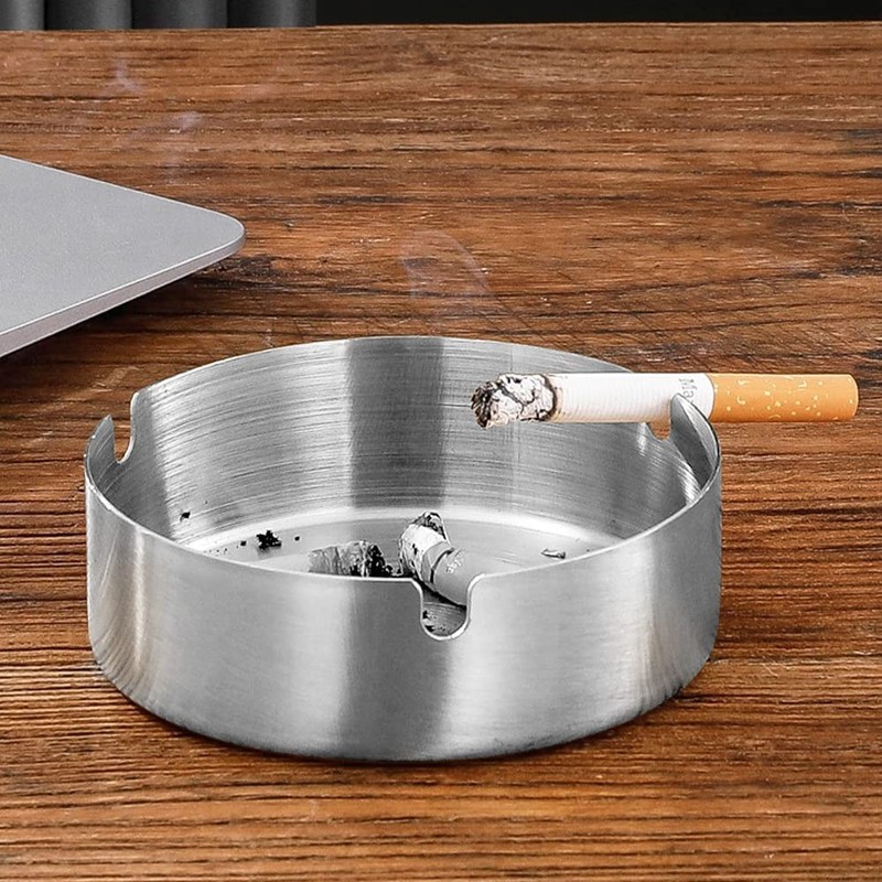Qualsen 5 Pcs Stainless Steel Ashtray, Ashtrays for Outside or