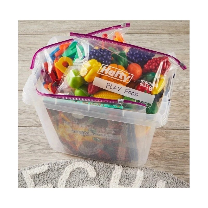 Hefty Slider Jumbo Storage Bags, 2.5 Gallon Size, 12 Count.