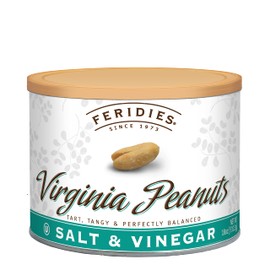 FERIDIES Salt and Vinegar Virginia Peanuts, Extra Large Roasted, 18 Oz Resealable Gourmet Snack Tin