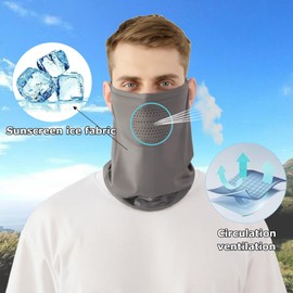 Vanolu Ice Silk UPF50+ Neck Gaiter, Summer Balaclava Face Mask for Men Women, Cooling Washable Sun Dust Wind Face Cover (Dark Grey)