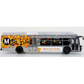 New Flyer XN40 Transit Bus Los Angeles Metro - Warner Center Shuttle Gray with Graphics The Bus & Motorcoach Collection Limited Edition 1/87 (HO) Diecast Model by Iconic Replicas 87-0534