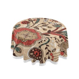 JUMBEAR Floral Round Tablecloth Polyester Circular Table Cloth Beautiful Water Resistant Spill Proof Large Table Cover for Dining Kitchen Party 60inch