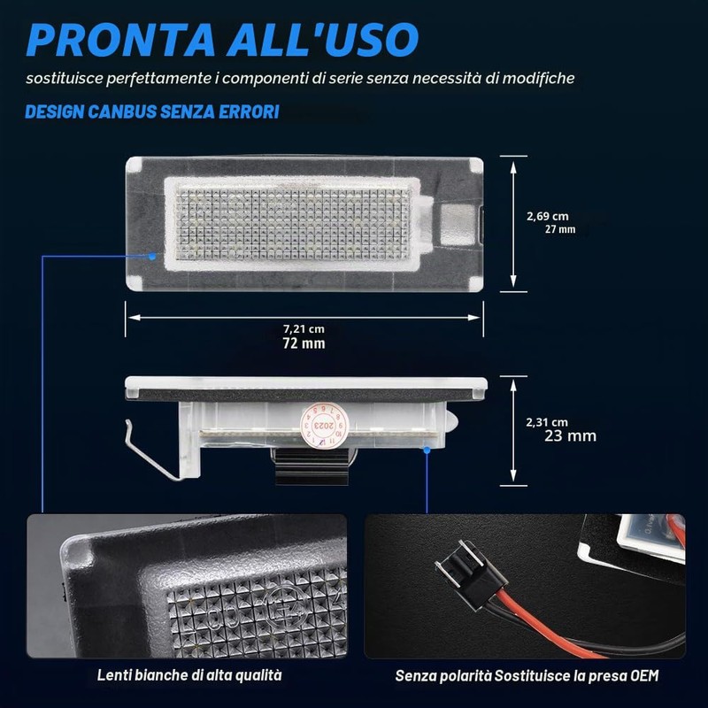 NSLUMO Luci targa LED per Lancia Musa 2004-2012, accessori luce