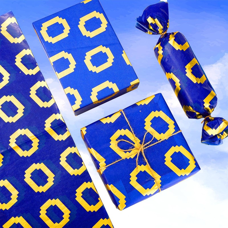 30pcs Tissue Paper Sheets, 20x14in Gold Ring Blue Cute Tissue