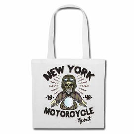Reifen-Markt Bag Shoulder Bag New York Motocycle Spirit Biker Shirt Motorcycle Chopper Gothic Motorcycle Skull Motorcycle Club Bike Route 66 Shopping Bag School Bag Gym Bag in White, White