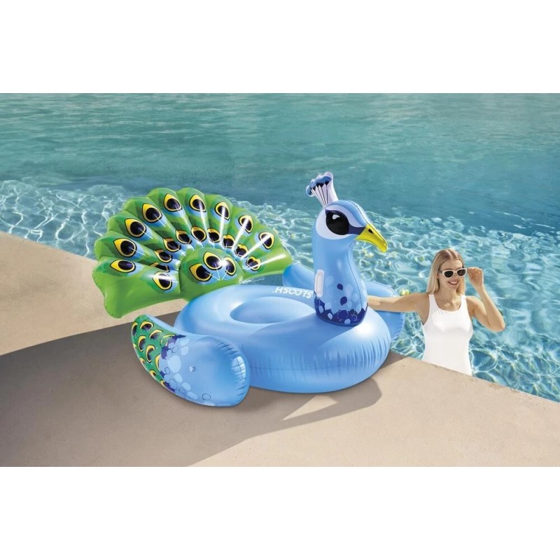 SLOOSH 62" Blue Giant Peacock Raft Swimming Pool Float Lake