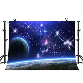MTMETY 10x7Ft Galaxy Backdrop Universe Backdrop Starry Sky Planet Background Earth Shinny Vinyl Photo Video Studio LXME358