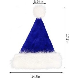 CCINEE Blue Santa Hat for Adults, Blue Plush Santa Hats Velvet Christmas Hat for Holiday Home Decoration Party Supplies