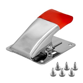 SAMSFX Fishing Fish Fillet Clamp for Cutting Board, Stainless Steel Fish Tail Clip with Mounting Screws for Cleaning Table (Fish Clamps with Red Grip)