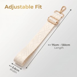 Wide Shoulder Strap 3.8cm Adjustable Bag Strap for Handbag Crossbody Purse Guitar Style Long Strap Replacement for Shoulder Bag Fits Bags for Daily Use,Beige, Light Gold Pull Core Buckle