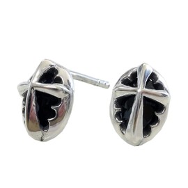 STERLING SILVER 925 AMTHTEW-004 925 Sterling Silver Earrings, Studded Rock, Gothic Men, Women's, Crosses, Black Star, Silver;