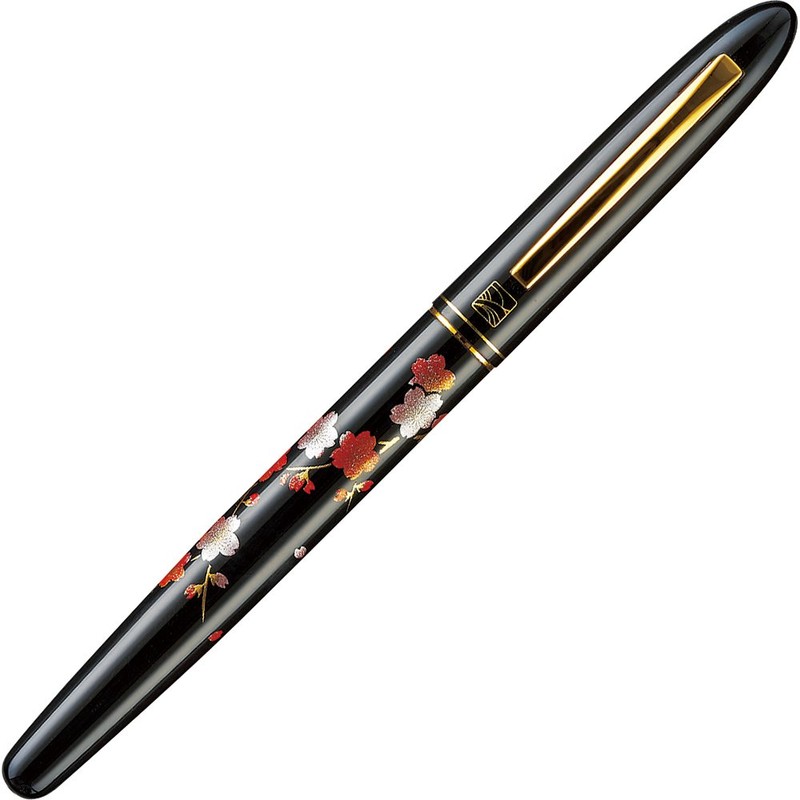 呉竹 手紙ぺん 蒔絵物語 桐箱入り 枝桜 黒 ECC115-003