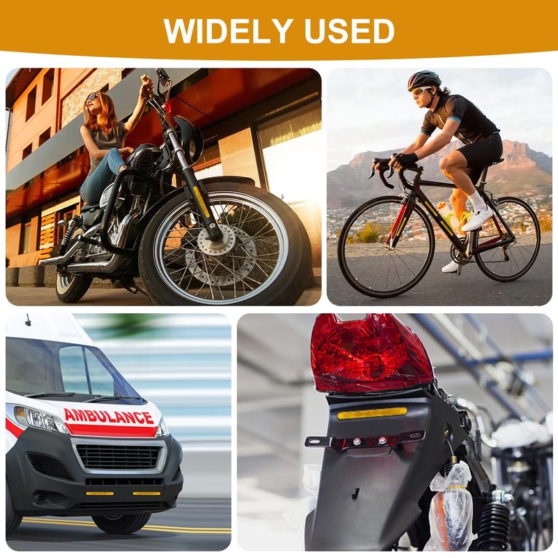 AYBUY 2Pcs Motorcycle Reflectors, Stick-on Rectangular Safety Reflector, Strong Reflective