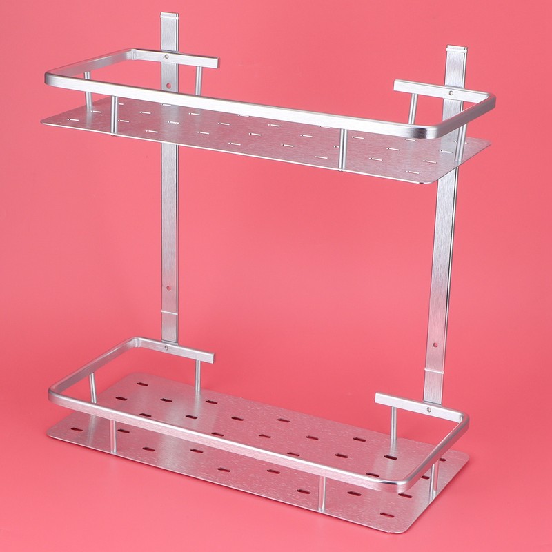 Space Aluminum Bathroom Shelf RustProof Shower Rack Kitchen Storage Basket
