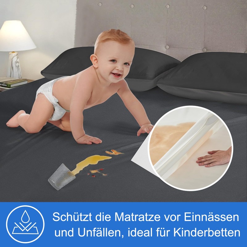 Mattress Protector 140 x 200 cm Waterproof Grey Incontinence Underlay