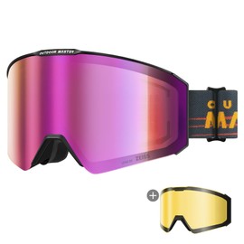 OutdoorMaster Falcon Ski Goggles Lens by ZEISS, OTG Snowboard Goggles Anti-fog, Magnetic Interchangeable Lens, Snow Goggles for Men & Women, Orchid Vlt 21%