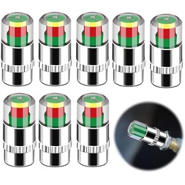 Tapones de Válvula para Llantas con Indicador de Presión, 8 Piezas 2.4 Bar 36 PSI, Señal Visual de 3 Colores, Tapones Sensor Fácil de Leer, Compatible