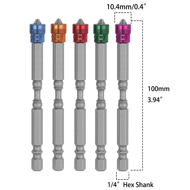 Saipe 5pcs Magnetic PH2 Phillips Cross Head Screwdriver Bit 1/4