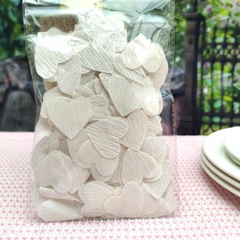 Mybbshower 800pcs Heart Wedding Confetti 1.5 inch Crepe Paper Confetti for Anniversary Birthday Graduation Bridal Shower & Baby Shower Parties Table Decorations (White)