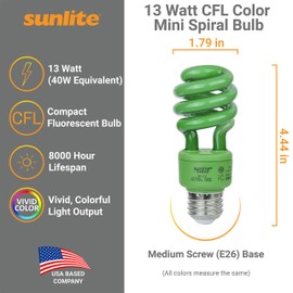 Sunlite 45172-SU Decorative Christmas Holiday CFL Light Bulbs, 13 Watt (40W Equivalent), Medium Base (E26), 8,000 Hour Life Span, UL Listed, 6 Pack Red and Green