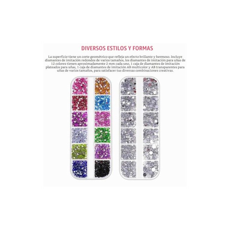 HASTHIP® Kit de Arte de Uñas con Diamantes Imitación Multicolor,Herramientas