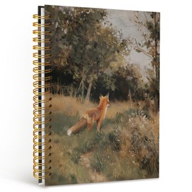 MOFUYU Fox Spiral Notebook Journal,Vintage Notebooks for School,College Ruled Hardcover Spiral Notebook Journal for Work Notes Journaling，Fox Journal Gifts 5.5x8.3