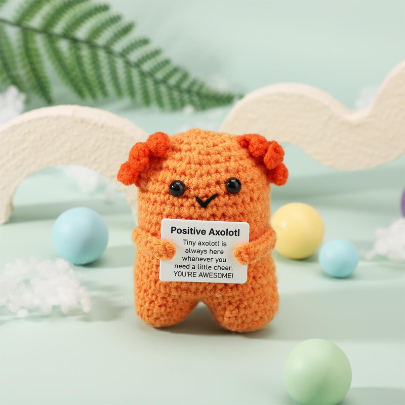 TOYMIS Positiver Axolotl, Kreative Stehende Emotionalen Unterstützung Gehäkeltes Tier für