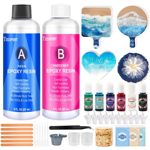 Teexpert Epoxy Resin Kit for Beginners, Resin Kit with Coaster