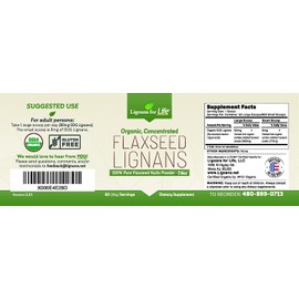 Lignans for Life Natural Ground Flaxseed Hulls Bulk Powder (60 Servings 80mg) Flax Seed Ground - Filled w/Omega 3 & 6 Fatty Acids for Healthy Skin & Coat - Support Heart & Hair Health - Gluten-Free