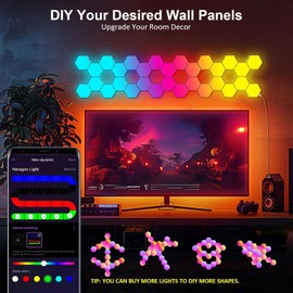 Kangtaixin Hexagon LED Lights 8 Pack - RGB Wall Panels with Music Sync, Smart App & Remote Control, DIY Modular Hex Light for Gaming Room, Bedroom, Living Room, Wall Decor