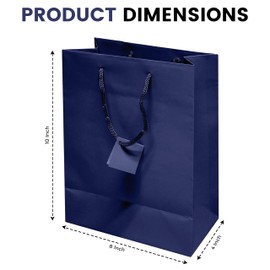 Novel Box Blue Gift Bags with Handles 10 Pack 8x4x10 Inches Large Paper Bulk Gift Bags for Business, Shopping, Birthday, Party Favor - Euro Tote Paper Bag for Groceries & Personal Use