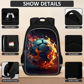 School Backpack For Boys - 4pcs Basketball Boys Backpack With Lunch Box And Pencil Case For Kids Children Teens Elementary Middle School - Boys Backpacks Ages 6-18，17″ Sports Bookbag Travel Back Pack