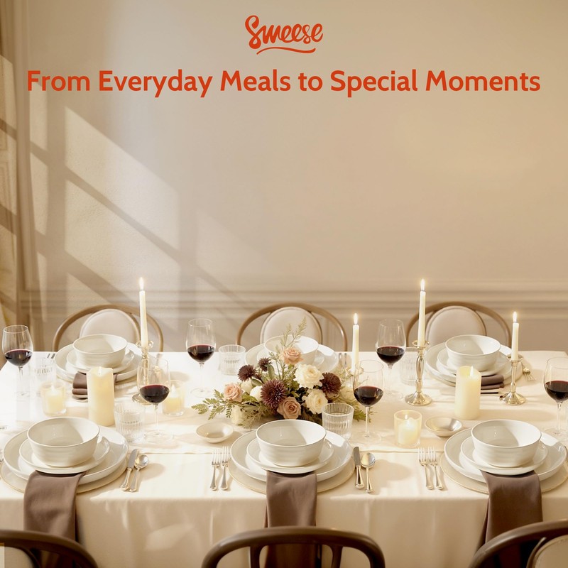 Sweese Plates and Bowls Sets,18 Pieces Modern Porcelain Dinnerware Set