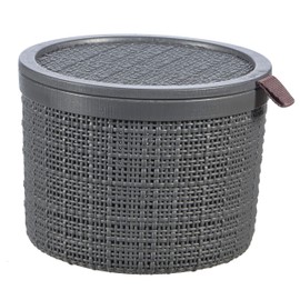 CURVER 2 Litre Round Jute with Lid Grey 100% Recycled Acacia