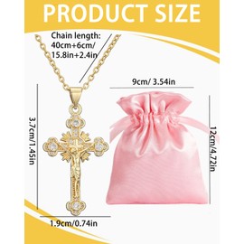 KGDUYC Women's Gold Cross Necklace, Cross Chain, Cross Chain Gold, Women's AAA Zirconia Cross Pendant, Cross Necklace, Fashion Jewellery for Women Girls Gift, Cross Chain Gold, with 1 Velvet Bag