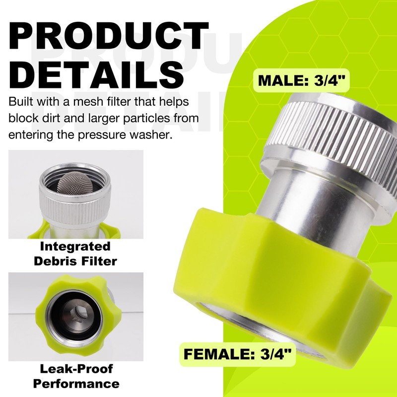 LhyBtm 2-Pack 3/4-Inch Aluminum Pressure Washer Garden Hose Adapter with