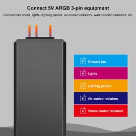 Cerlingwee 5V Ceiling Fan Remote Control ARGB Controller, RF Remote for Fan and Light, PC Connection Accessories, 5V 3-Pin Light Bar Remote, Symphony ARGB, Black, SATA