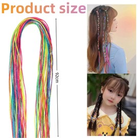 30Pcs Colorful Hair Braiding Rope Strings, Rainbow Hair Wrap Cords for Braids,Hairs Ropes String Braids Rainbow Rope Strands,Colorful Braiding Hairs String Ponytail,Colored Hairs Wrap Ropes Braided