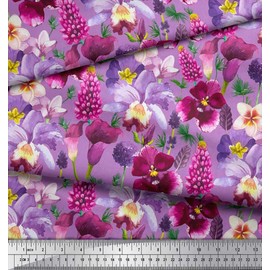 Soimoi Purple Moss Georgette Fabric Pink & Purple Floral Watercolor Print Fabric by The Yard 42 Inch Wide