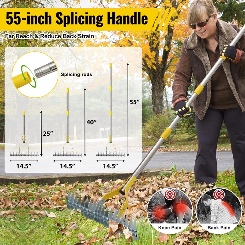 Garden Leaf Rake: Dual Function Thatching Rake for Lawn Dead