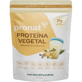 PRONAT  Proteína Vegetal en Polvo  Sabor Matcha 400 g  19 g de Proteína por Porción  Sin Azúcar  Sin Gluten  Apta para Vegetarianos  Con Prebióticos