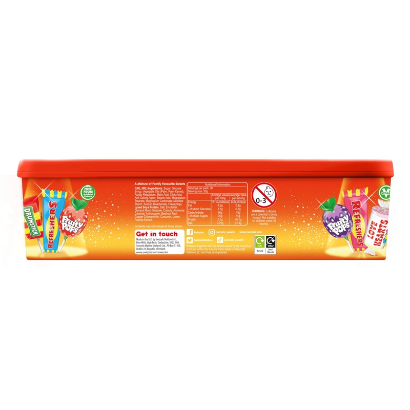 Swizzels Sweet Treats Tub 600g, White