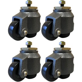 4 S-Type Leveling Casters Nylon Wheels 100S Hexagon Top Plate with Bolt & Nut Included
