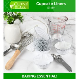 Green Direct Cupcake Liners - Standard Size Silver Cupcake Wrappers to use for Pans or carrier or on stand - Paper Baking Cups Pack of 240