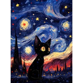 Skyboda Cat Diamond Painting Kits for Adults, DIY Starry Sky Diamond Art Kits Full Round Drill Gem Art Diamond Dots for Home Wall Art Decor 30x40cm